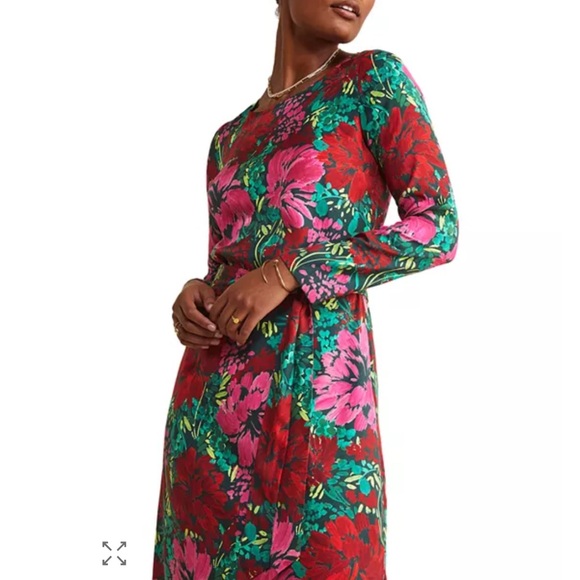 Vineyard vines nwt silk twill Christmas colors green red pink long sleeve dress - Picture 11 of 12